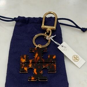 Tory Burch Tortoise and Gold Keychain